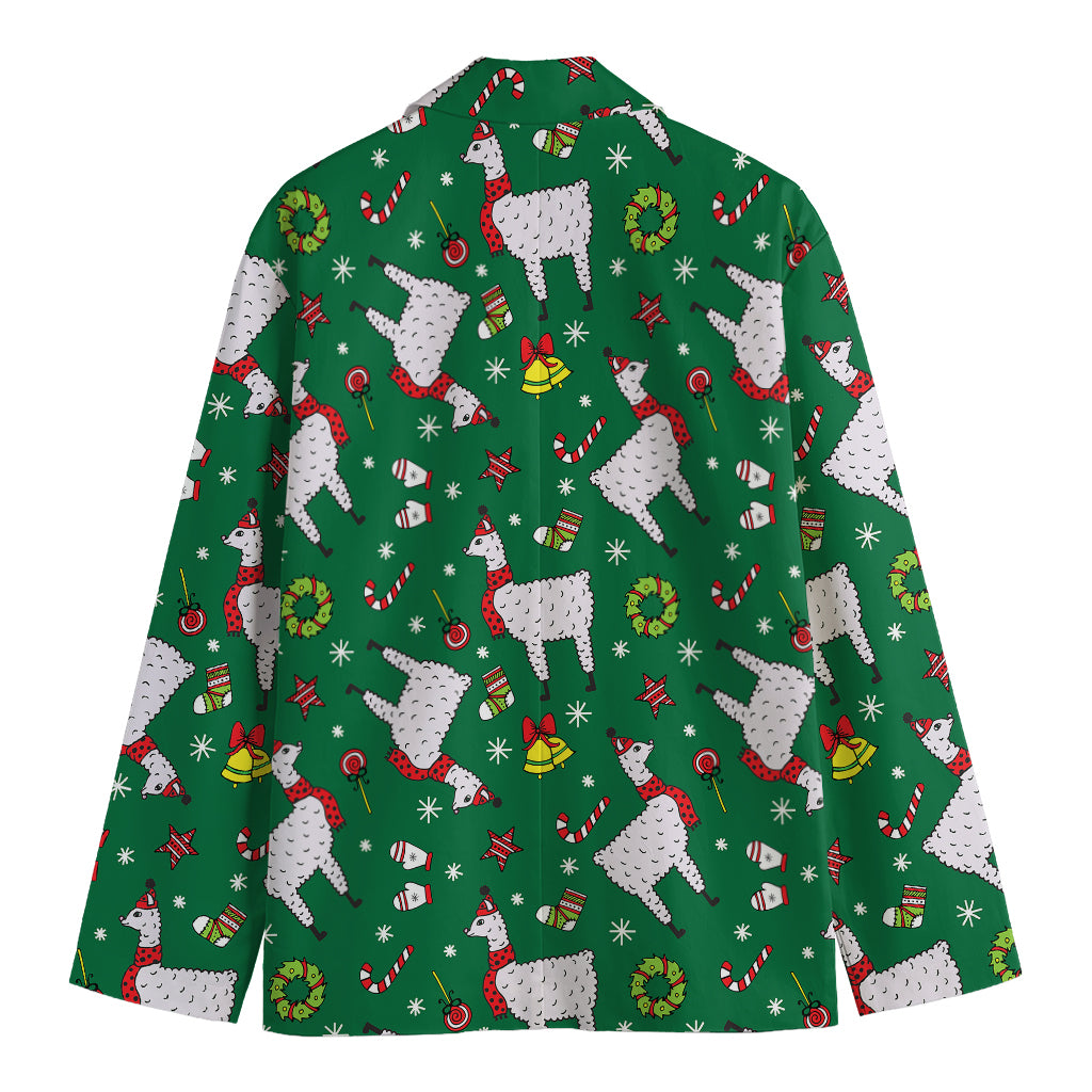 Christmas Llama Pattern Print Men's Cotton Blazer