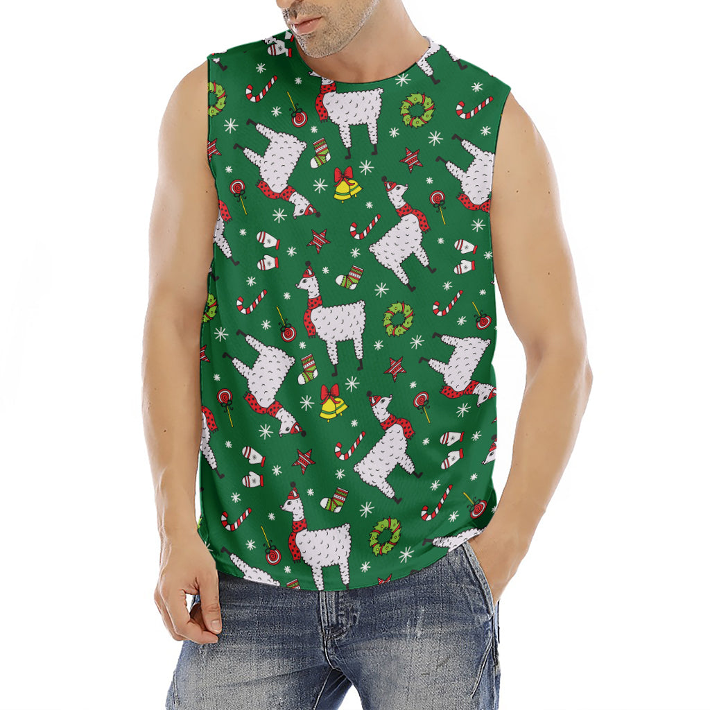 Christmas Llama Pattern Print Men's Fitness Tank Top