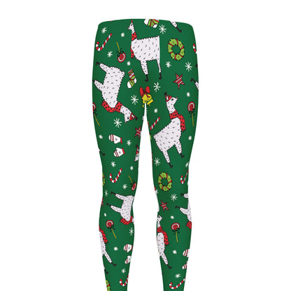 Christmas Llama Pattern Print Men's leggings