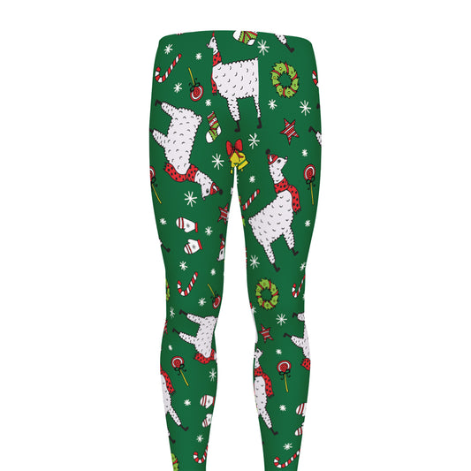 Christmas Llama Pattern Print Men's leggings