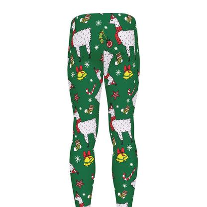 Christmas Llama Pattern Print Men's leggings