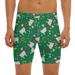 Christmas Llama Pattern Print Men's Long Boxer Briefs