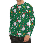 Christmas Llama Pattern Print Men's Long Sleeve Rash Guard