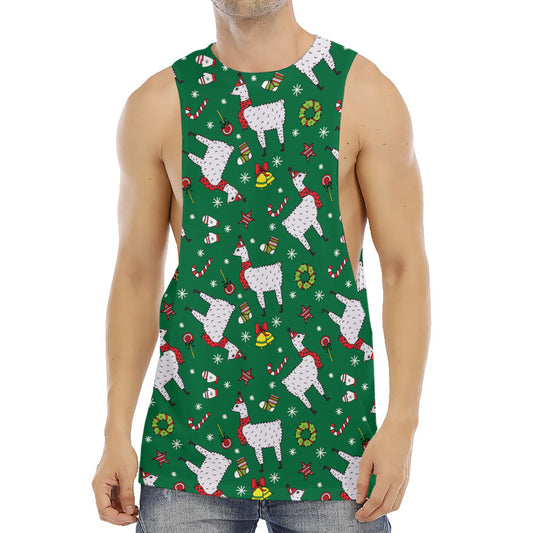 Christmas Llama Pattern Print Men's Muscle Tank Top