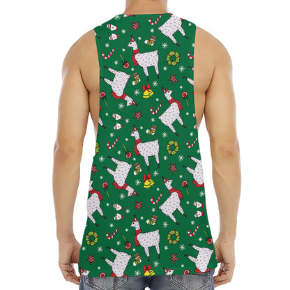 Christmas Llama Pattern Print Men's Muscle Tank Top