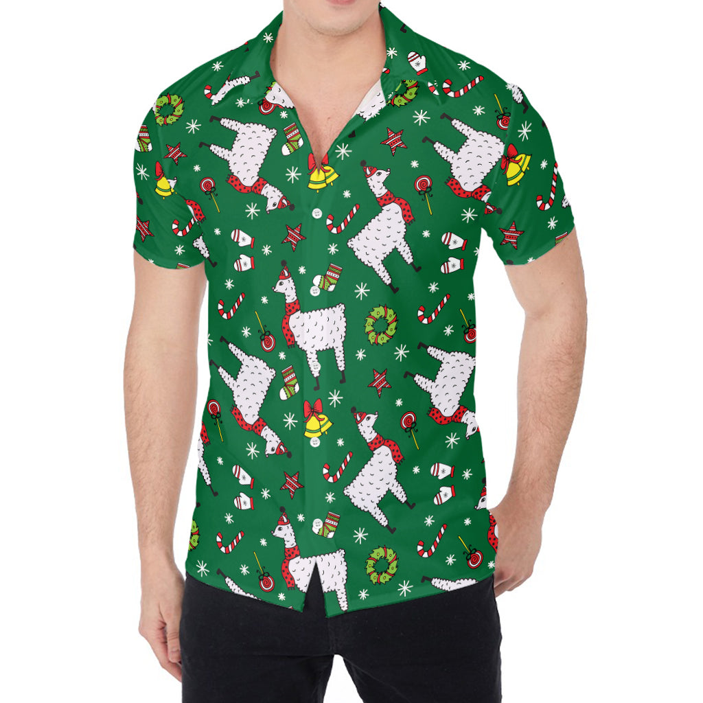 Christmas Llama Pattern Print Men's Shirt