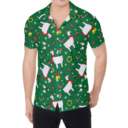 Christmas Llama Pattern Print Men's Shirt