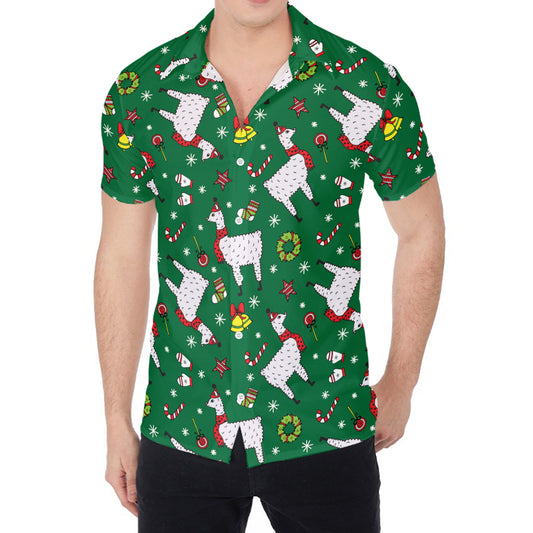 Christmas Llama Pattern Print Men's Shirt
