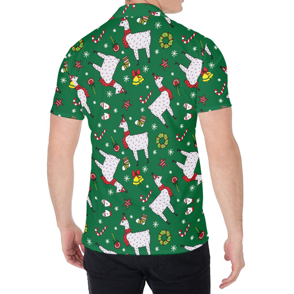Christmas Llama Pattern Print Men's Shirt