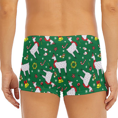 Christmas Llama Pattern Print Men's Short Boxer Briefs