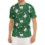 Christmas Llama Pattern Print Men's Short Sleeve Rash Guard
