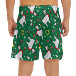 Christmas Llama Pattern Print Men's Split Running Shorts