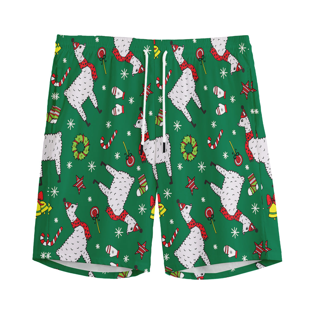 Christmas Llama Pattern Print Men's Sports Shorts