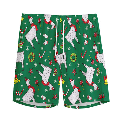 Christmas Llama Pattern Print Men's Sports Shorts