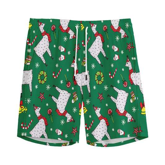 Christmas Llama Pattern Print Men's Sports Shorts