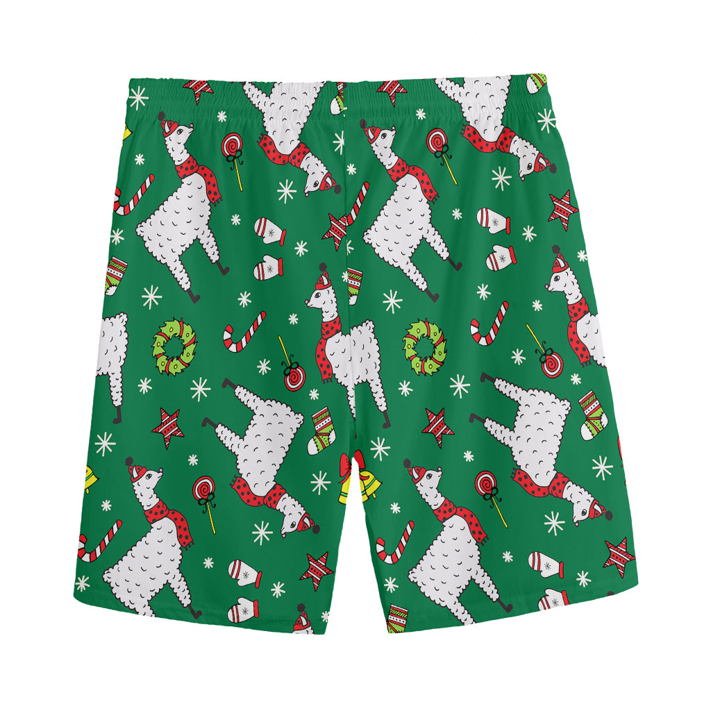 Christmas Llama Pattern Print Men's Sports Shorts