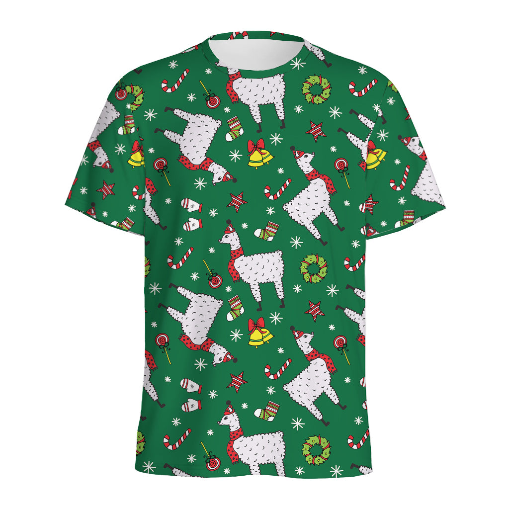 Christmas Llama Pattern Print Men's Sports T-Shirt