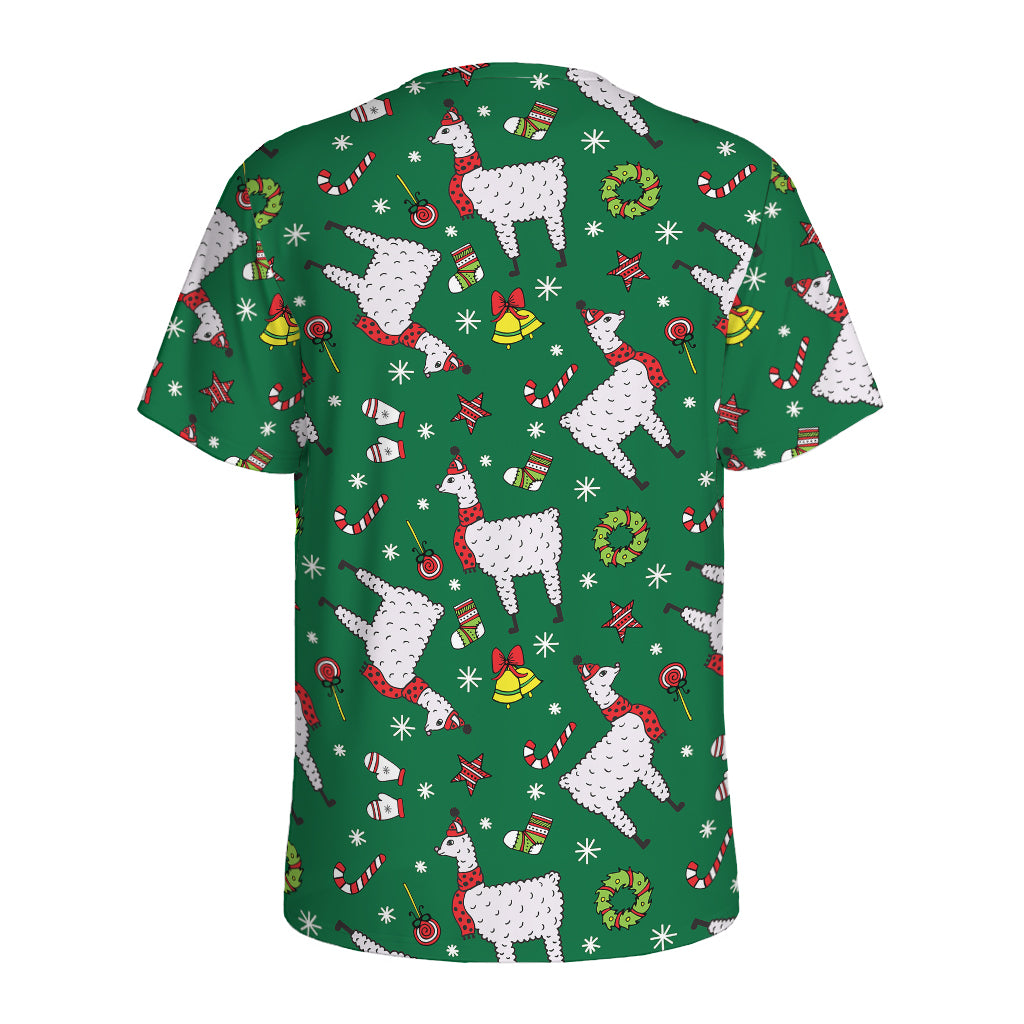 Christmas Llama Pattern Print Men's Sports T-Shirt