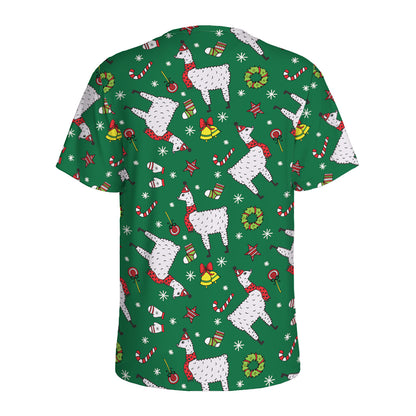 Christmas Llama Pattern Print Men's Sports T-Shirt
