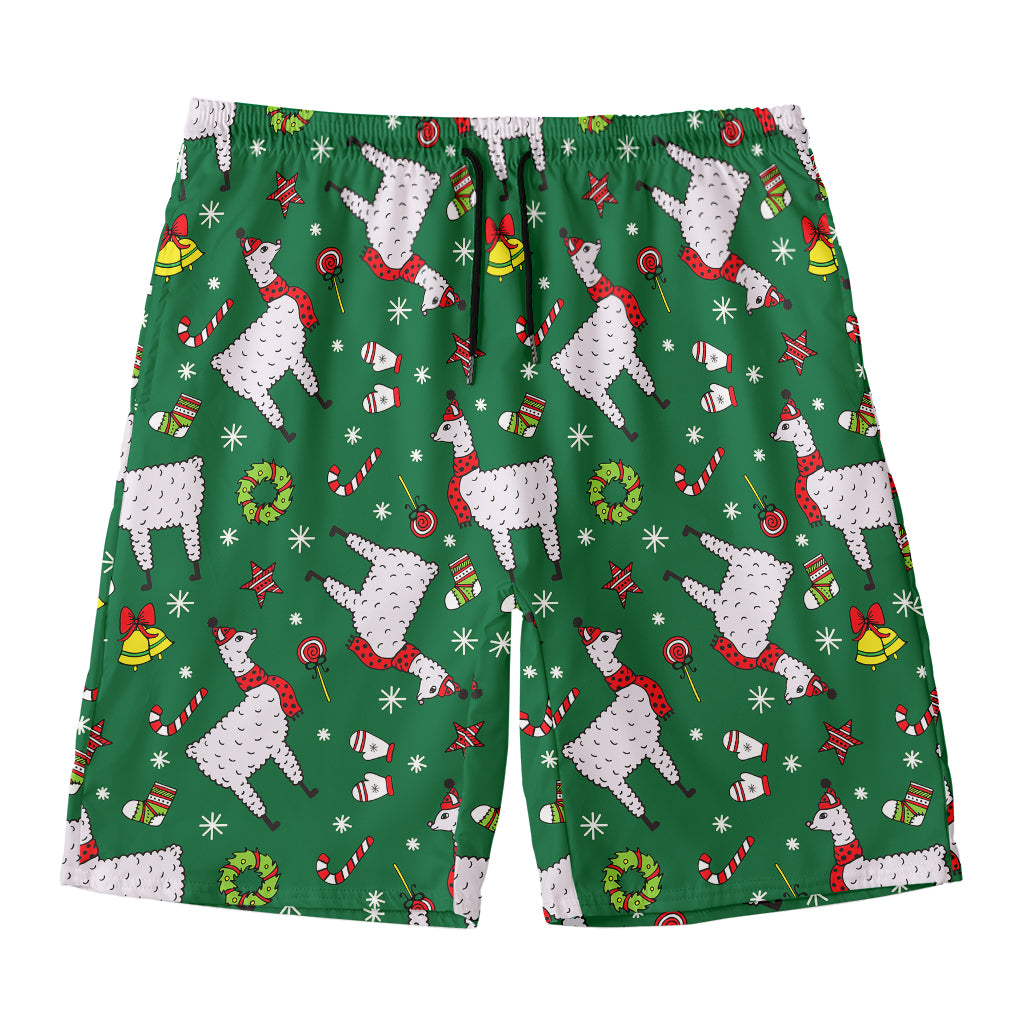 Christmas Llama Pattern Print Men's Swim Trunks