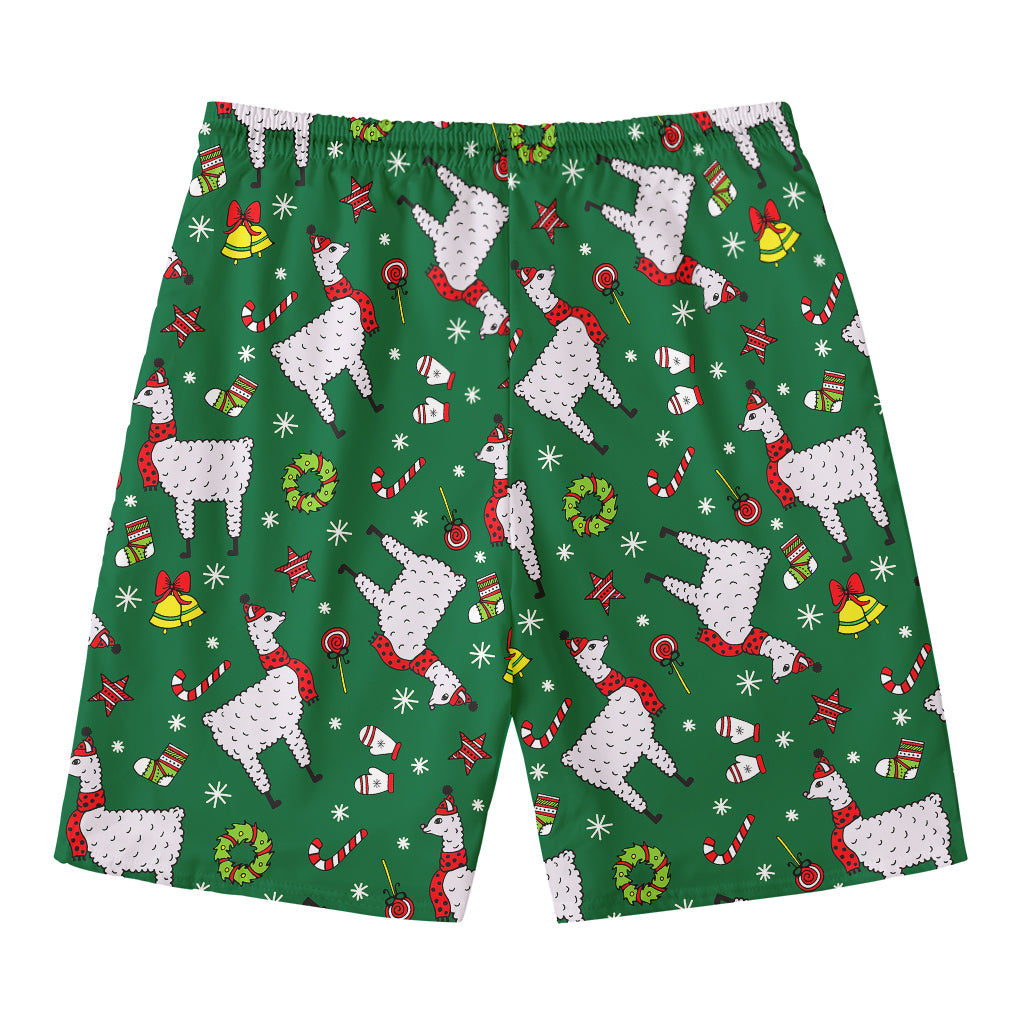 Christmas Llama Pattern Print Men's Swim Trunks