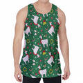 Christmas Llama Pattern Print Men's Velvet Tank Top