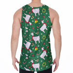 Christmas Llama Pattern Print Men's Velvet Tank Top