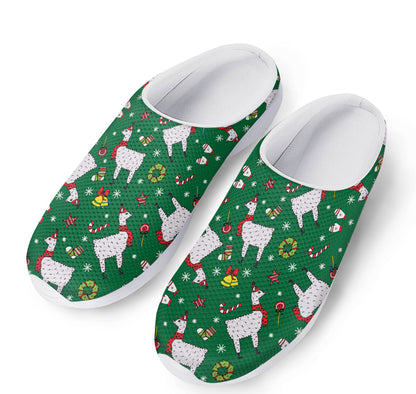 Christmas Llama Pattern Print Mesh Casual Shoes