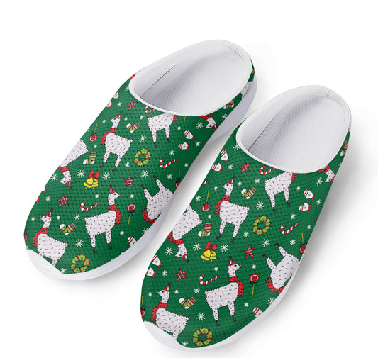Christmas Llama Pattern Print Mesh Casual Shoes