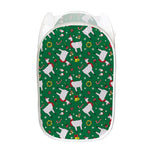 Christmas Llama Pattern Print Mesh Laundry Hamper