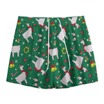 Christmas Llama Pattern Print Mesh Shorts