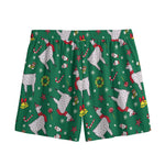 Christmas Llama Pattern Print Mesh Shorts