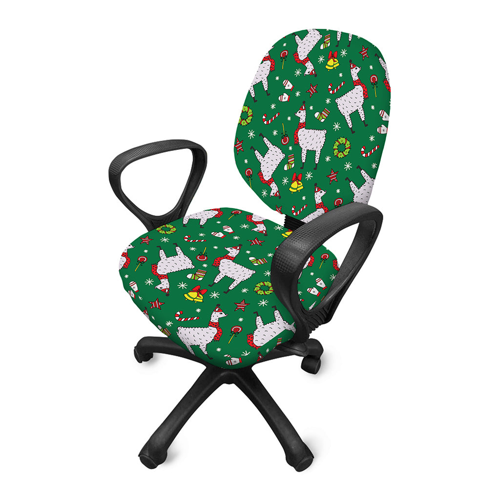 Christmas Llama Pattern Print Office Chair Cover