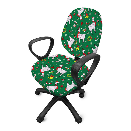 Christmas Llama Pattern Print Office Chair Cover