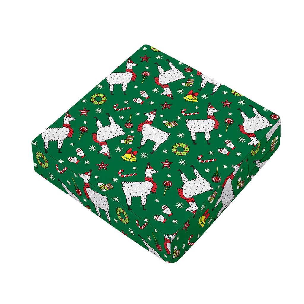 Christmas Llama Pattern Print Outdoor Seat Cushion Cover