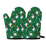 Christmas Llama Pattern Print Oven Mitts