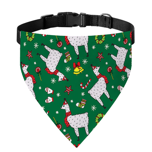 Christmas Llama Pattern Print Over The Collar Dog Bandana
