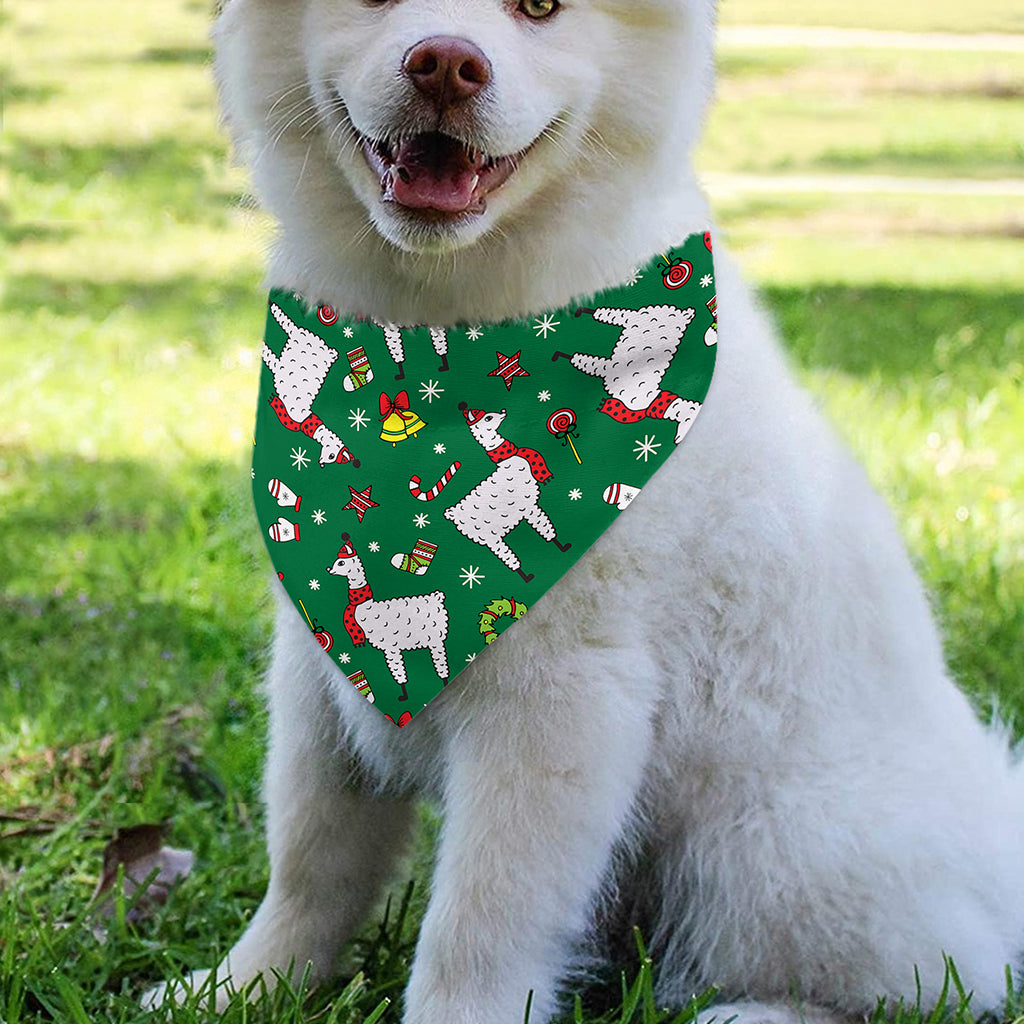 Christmas Llama Pattern Print Over The Collar Dog Bandana