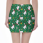 Christmas Llama Pattern Print Pencil Mini Skirt