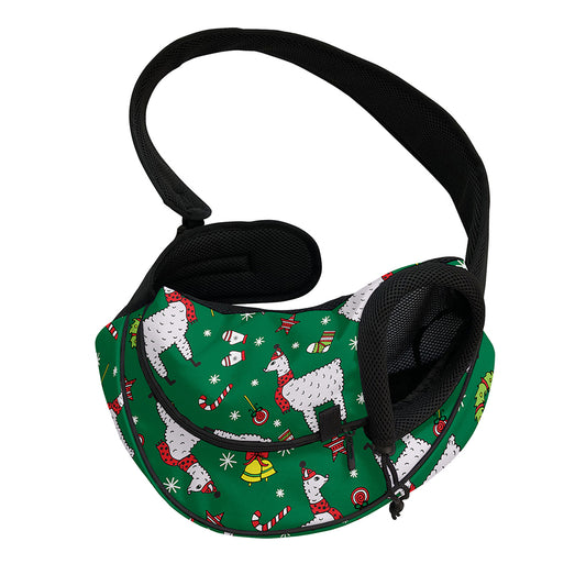 Christmas Llama Pattern Print Pet Sling Carrier