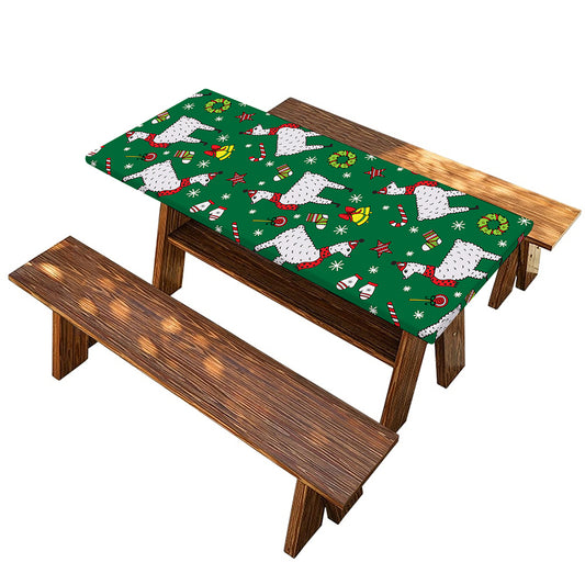 Christmas Llama Pattern Print Picnic Table Cover