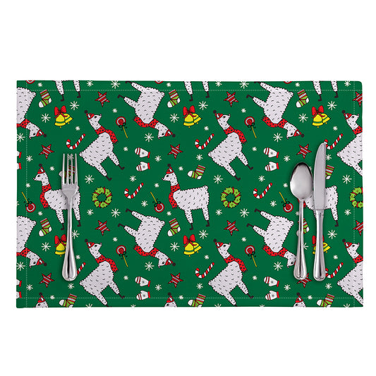 Christmas Llama Pattern Print Placemat