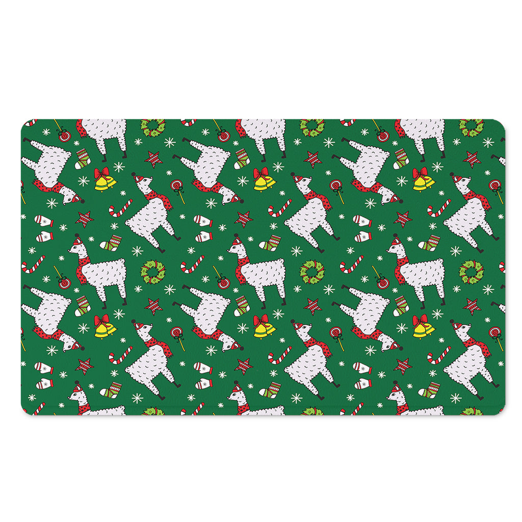 Christmas Llama Pattern Print Polyester Doormat