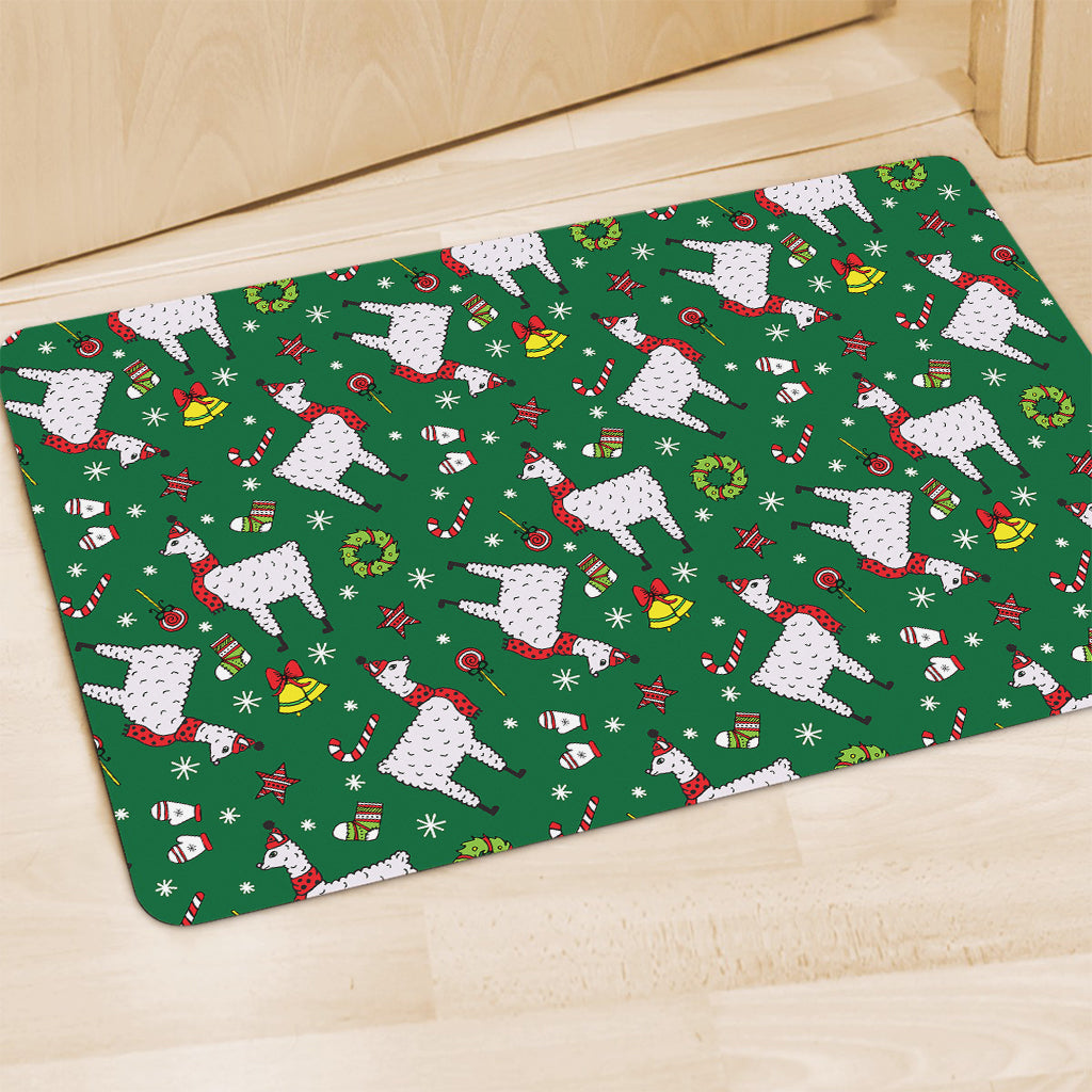 Christmas Llama Pattern Print Polyester Doormat