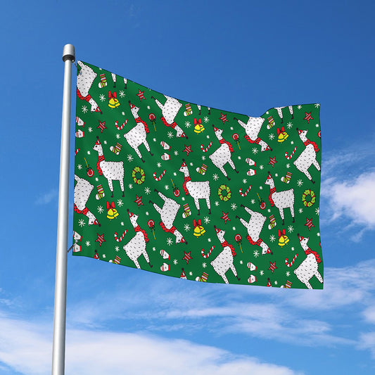 Christmas Llama Pattern Print Polyester Flag