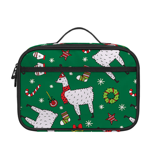 Christmas Llama Pattern Print Portable Lunch Bag