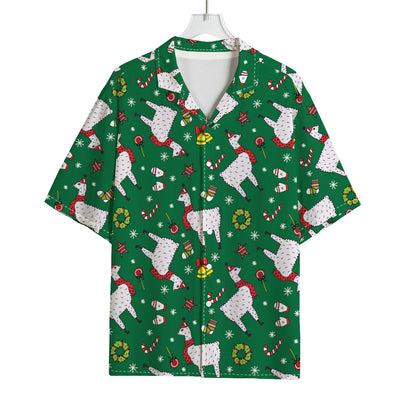 Christmas Llama Pattern Print Rayon Hawaiian Shirt
