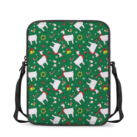 Christmas Llama Pattern Print Rectangular Crossbody Bag