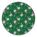 Christmas Llama Pattern Print Round Floor Mat