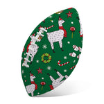 Christmas Llama Pattern Print Rugby Ball